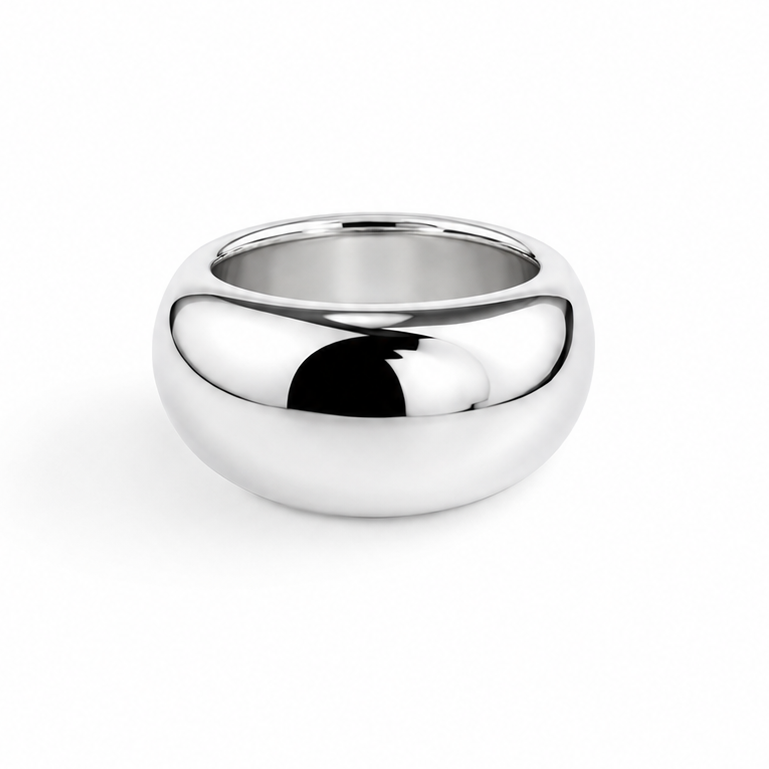 Black circular object on a white background
